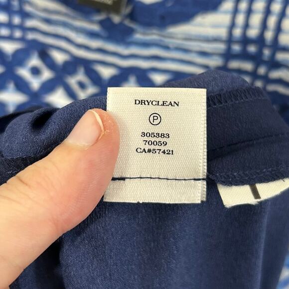 Ann Taylor Mixed Media Batik Atrium Maxi Dress Womens Sz 2 Blue Belted Boho Chic - Picture 9 of 10